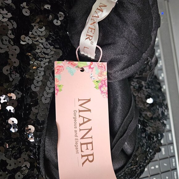Maner Womens Glitter Sequin Dress Adjustable Spaghetti Straps Size Large Party - Picture 12 of 13